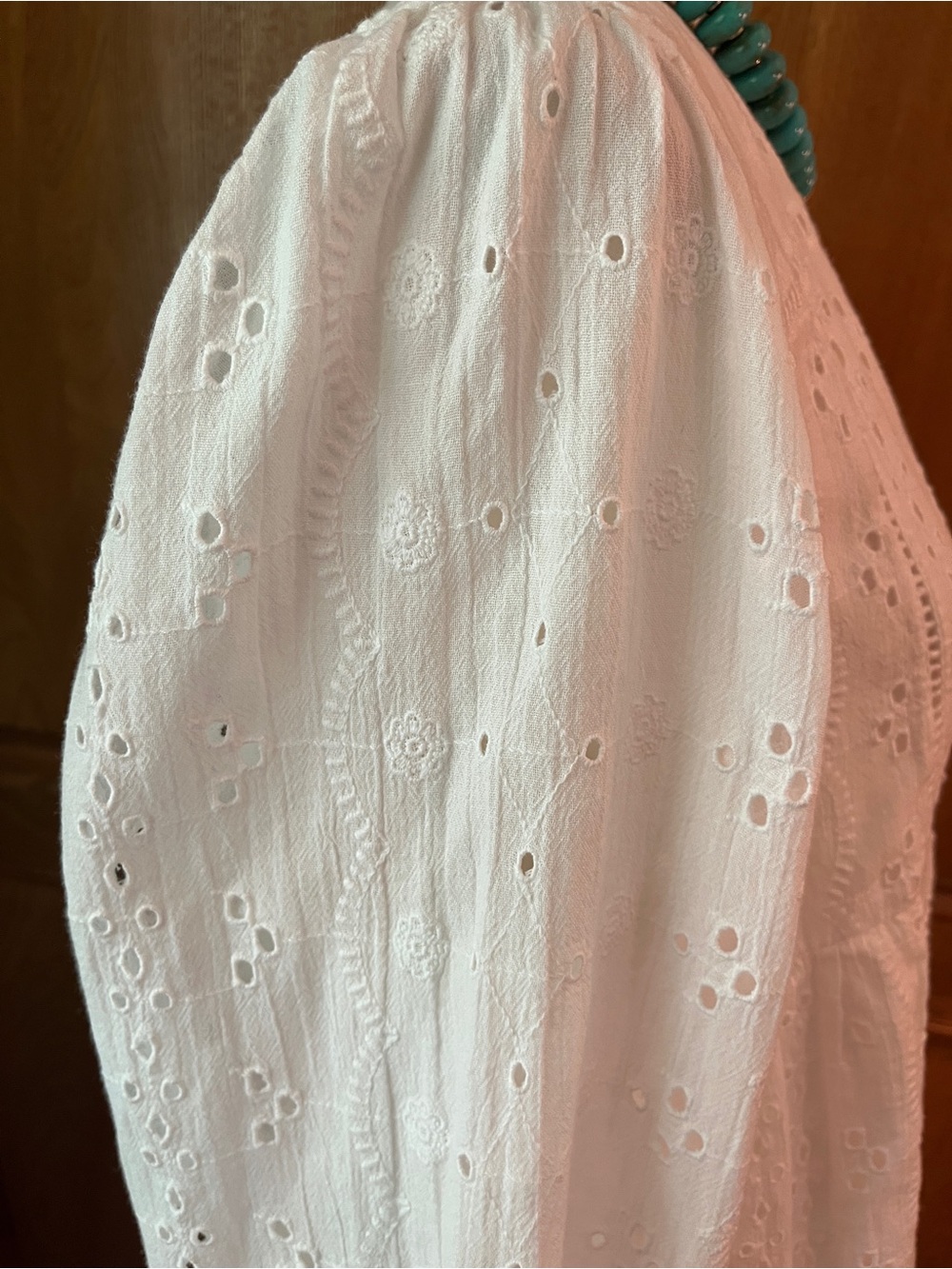 Sz XL Zara White Eyelet Vneck Long Sleeve Mini Dress - Picture 12 of 16